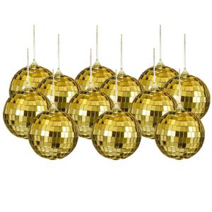 Disco kerstballen - 12x stuks - goud - 8 cm - foam - spiegelbol/discobol