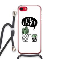 Hey you cactus: iPhone SE 2020 Transparant Hoesje met koord