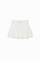 Mini-spijkerrok ruche broderie anglaise - WHITE - 9/10