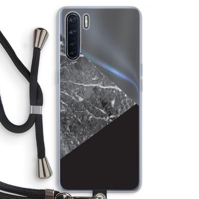Combinatie marmer: Oppo A91 Transparant Hoesje met koord
