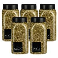 Mica Decorations decoratie stenen/granulaat - 5x - 650ml - goud - hobby steentjes