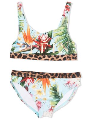 Philipp Plein Junior bikini à logo imprimé - Bleu