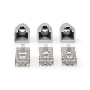 Nedis CCBW89370GY Rj45-connector Rj45 Pass Through Stevig/gesnoerd Ftp Cat6 Recht Verguld 10 Stuks Pvc Grijs / Wit / Zwart Doos