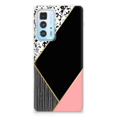 Motorola Edge 20 Pro | TPU Hoesje | Zwart Roze Vormen
