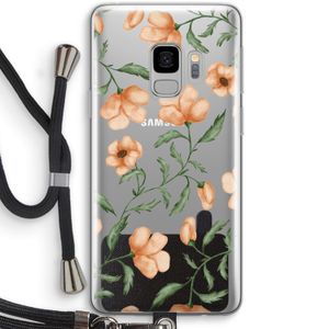 Peachy flowers: Samsung Galaxy S9 Transparant Hoesje met koord