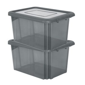 4x stuks kunststof opbergboxen/opbergdozen grijs 55 liter