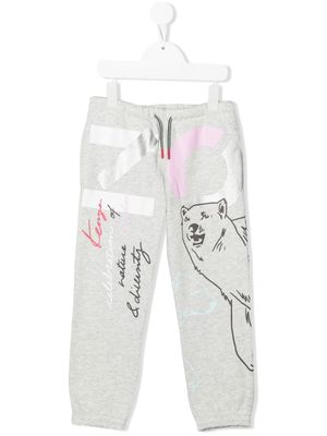 Kenzo Kids pantalon de jogging à logo imprimé - Gris