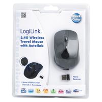 LogiLink Mini Muis Radiografisch Optisch Zwart 3 Toetsen 1600 dpi - thumbnail