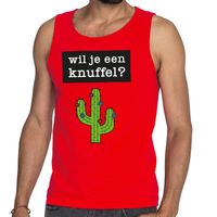 Wil je een Knuffel tekst tanktop / mouwloos shirt rood - thumbnail