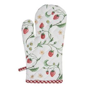 Clayre & Eef Ovenwant 18x30 cm Wit Rood Katoen Aardbeien