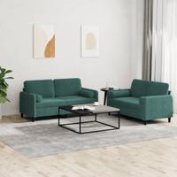2-delige Loungeset met kussens fluweel donkergroen