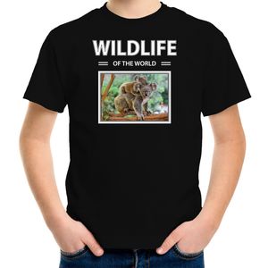 Koala t-shirt met dieren foto wildlife of the world zwart voor kinderen