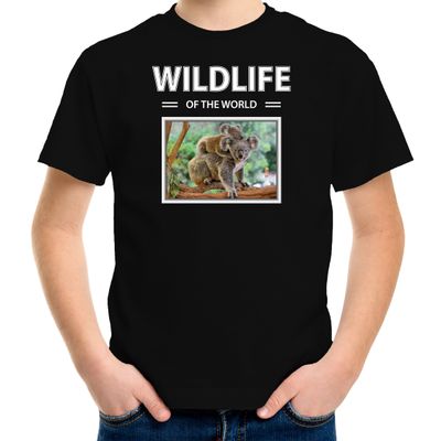 Koala t-shirt met dieren foto wildlife of the world zwart voor kinderen