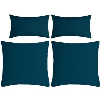 Stof Textile sierkussen Nelson - 4x - petrol blauw - 2 formaten - polyester