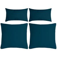 Stof Textile sierkussen Nelson - 4x - petrol blauw - 2 formaten - polyester