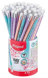 Potlood Maped Black&apos;peps pastel HB met gum display-koker ÃƒÆ' 72 stuks assorti