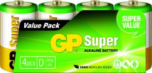 GP Super D batterij (mono) Alkaline 1.5 V 4 stuk(s)