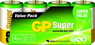 GP GP13A Super G-Tech D Alkaline batterij 1.5V (4 stuks)