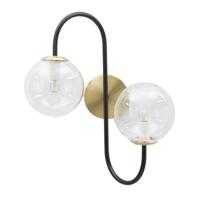 Mauro Ferretti Iron Zwart metalen wandlamp met 2 glazen bolletjes