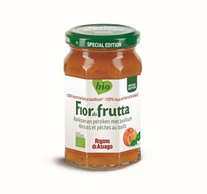 Fiordifrutta Abrikozen en perziken met basilicum jam bio (250 gr)