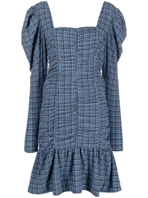 GANNI robe courte en seersucker - Bleu