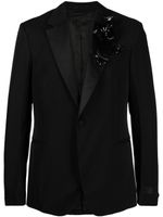 Versace blazer croisé à fleurs appliquées - Noir