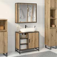 Badkamermeubelset 2 pcs artisanaal eikenkleurig 65 x 33 x 60 cm