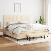 Boxspring met matras stof crèmekleurig 200x200 cm