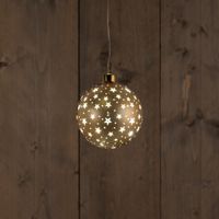 Ball Glass Matt Gold With Stars 10Cm / Led Warm White / - Anna's Collection