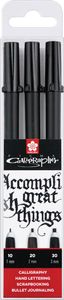 Sakura kalligrafiepen Pigma Calligrapher, zwart, etui van 3 stuks