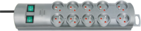 Brennenstuhl Primera-Line stekkerdoos | 10-voudig | Zilver | 2m H05VV-F 3G1,5 | De stopcontacten zijn schakelbaar per 5 | FR - 1153394120