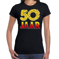 Funny emoticon 50 jaar cadeau shirt zwart voor dames