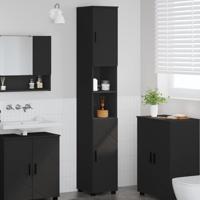 Hoge badkamerkast Zwart 30 x 35 x 192 cm Bewerkt hout