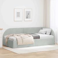 Hoekbedframe met hoofdeinde Lichtgrijs 90 x 200 cm Fluweel