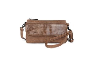 Wimona Schoudertasje / Clutch Croco Leonara Taupe