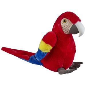 Pluche knuffel Macaw papegaai - rood - 30 cm - knuffeldieren - vogels - voor kinderen - speelgoed