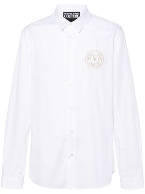 Versace Jeans Couture chemise en popeline à logo brodé - Blanc