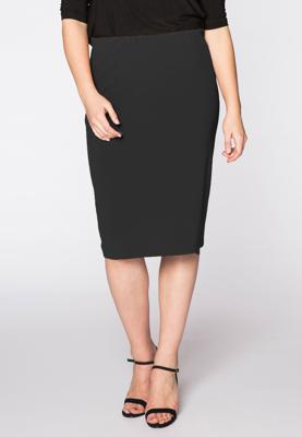 Yoek Skirt zip midback crèpe | Zwart | Maat 58/60