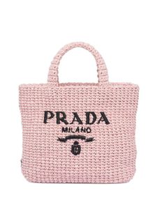 Prada petit sac cabas en raphia - Rose