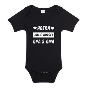 Hoera opa en oma cadeau baby rompertje zwart meisje/jongen