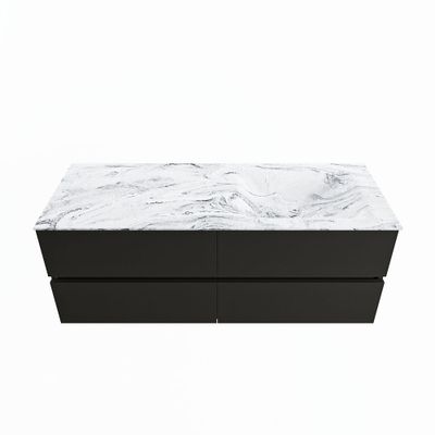 MONDIAZ VICA-DLUX 130cm badmeubel onderkast Urban 4 lades. Inbouw wastafel CLOUD rechts zonder kraangat, kleur Glace.