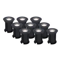 Set van 9 Maisy LED Grondspots Rond - Dimbaar - GU10 - 6500K daglicht wit - 4 Watt 345 Lumen - Rond - Ø12cm - Tuinspot - Oprit - Zwart - IP67 waterdicht