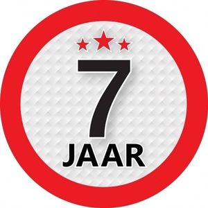 10x 7 Jaar leeftijd stickers rond 9 cm verjaardag versiering - Feeststickers