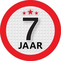 10x 7 Jaar leeftijd stickers rond 9 cm verjaardag versiering - Feeststickers - thumbnail