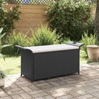 Tuinbank met kussen 116x46x57 cm poly rattan zwart