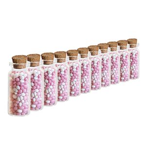 24x Geboorte bedankjes mini transparante glazen flesjes met kurken deksel/dop 10 ml