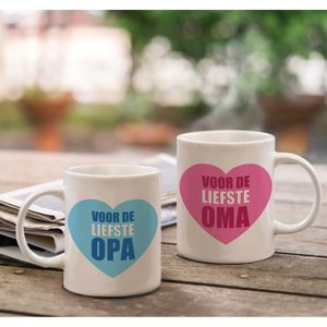 Voor de liefste Opa en Oma mok - Cadeau beker set voor Opa en Oma   -