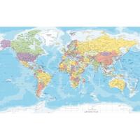 Poster wereldkaart van alle landen - kinderkamer - school - topografie - 84 x 52 cm - papier