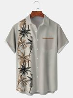 Men's Coconut Tree Graphic Print Short Sleeve Shirt - thumbnail