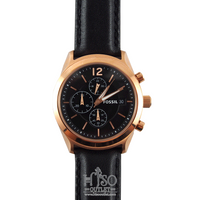 Horlogeband Fossil BQ2079 Leder Zwart 22mm
